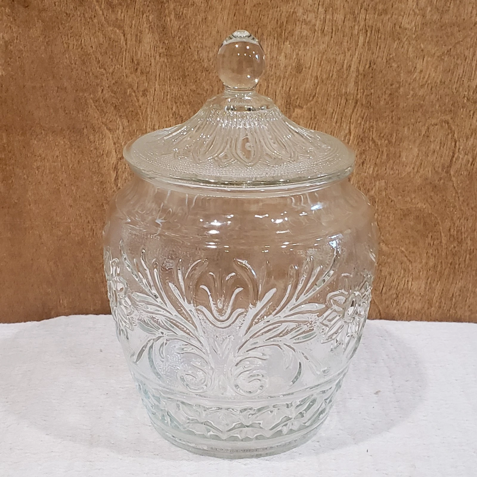 Vintage Anchor Hocking Sandwich Clear Glass Cookie/Biscuit Jar