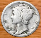 1926 Mercury Dime AG (Almost Good) 90% Silver