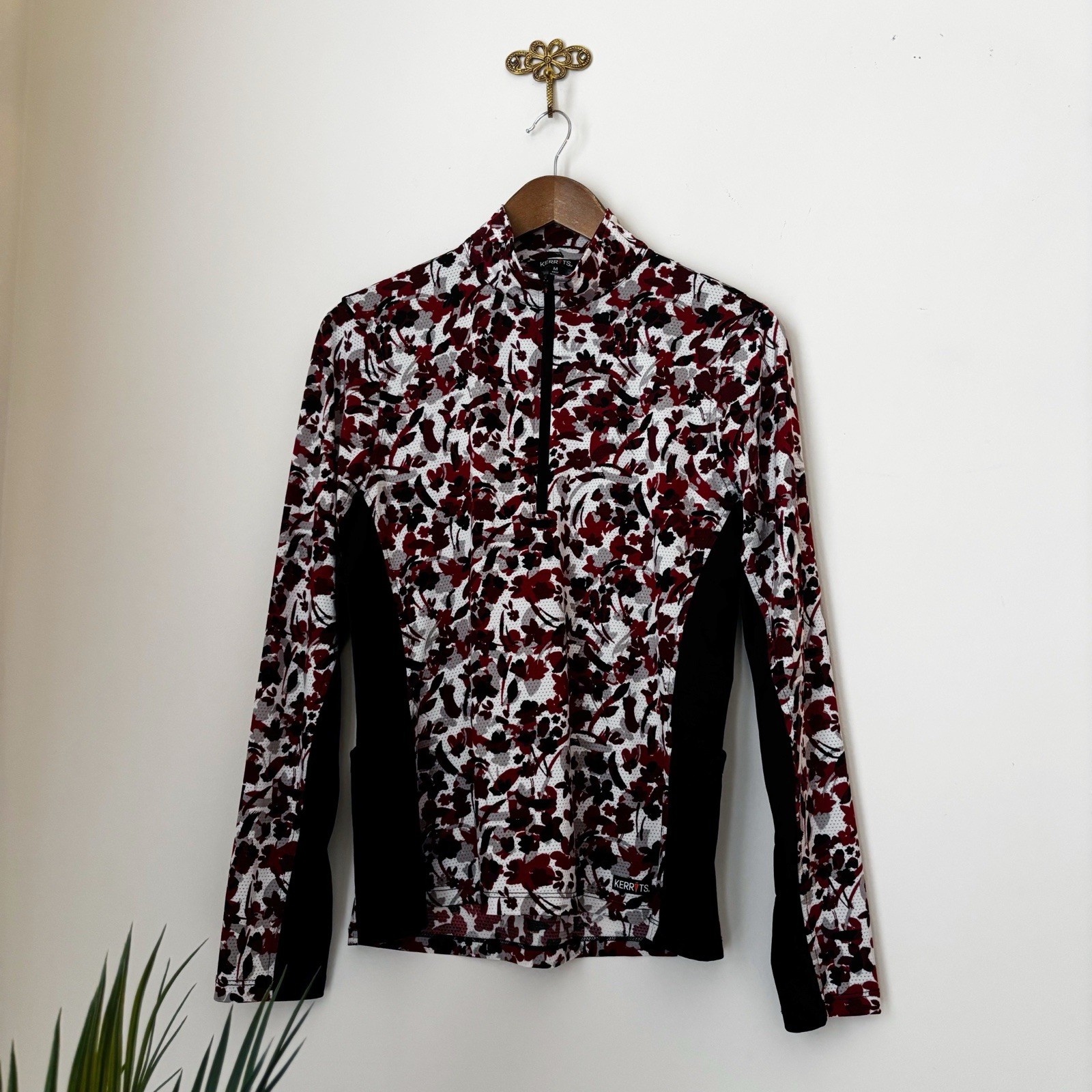 Kerrits Breeze Ice Fil Long Sleeve Riding Shirt Medium Brown Floral