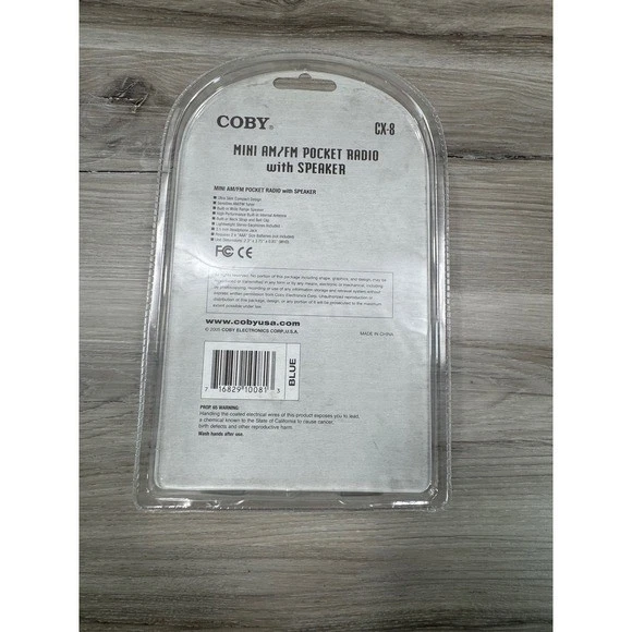 NIP COBY CX-8 Blue Mini AM FM Pocket Radio with Speaker and Earphones - Image 3 of 3