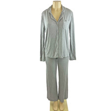 Skims Soft Lounge Sleep Set Size S Heather Gray Ribbed Pajama Button Front