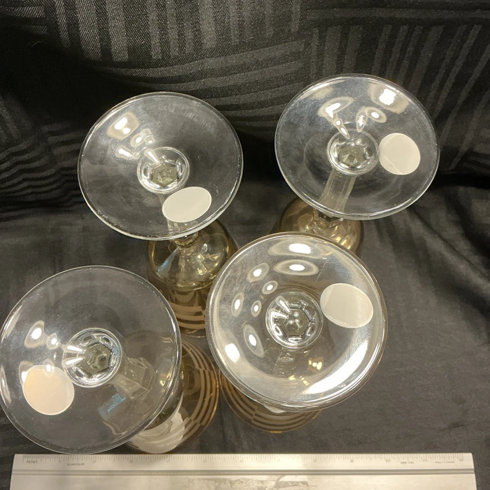 "Juego de cuatro copas de vino de 8"" de alto Cristalleria Fumo hechas a mano en Italia" Foto 4 de 4