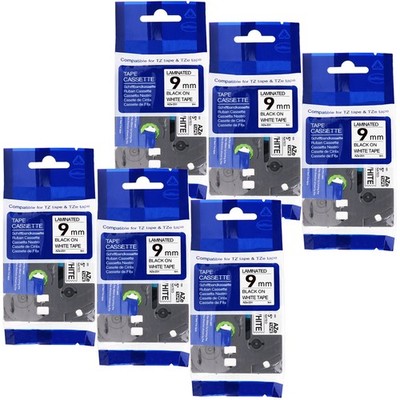6x Schriftband kompatibel für Brother TZe-221 Tape Weiß P-Touch PT-H107B PT-D600