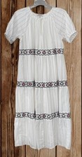 Madewell Size XS Keyhole Tiered Midi Dress In Stripe Embroidery Lined