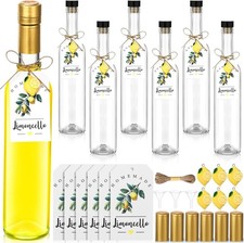 6 Set 16oz Limoncello Glass Bottles for Homemade with Cork Lids