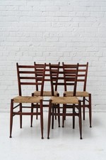 Rush Seat Bistro Chairs - Gio Ponti Style - 1970s Italian