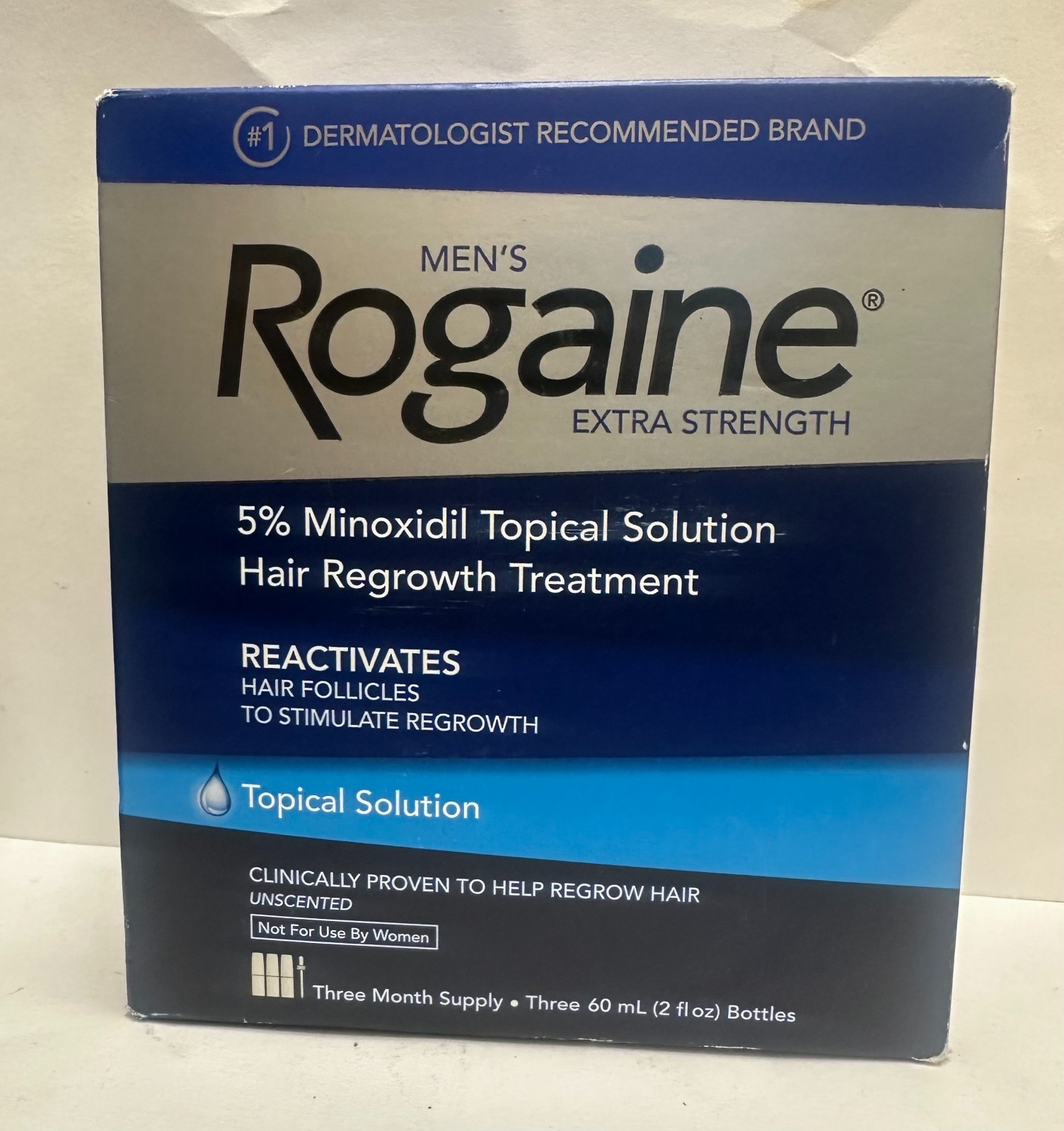 ROGAINE Men's extra strength, Topical Solution,3 MONTH, Damage box ,EXP: 08/26+