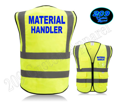 MATERIAL HANDLER Hi-Vis Vest with Reflective Strips, Zipper & Utility Pocket