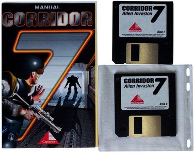 CORRIDOR 7: ALIEN INVASION 3.5'' Floppy Disk PC VIDEO GAME w/ Manual 1994 VTG 90s