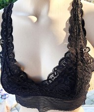 Victorias Secret Rare Vintage bra bralette    M Unlined Black Lace Plunge Racer