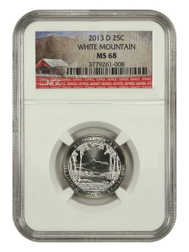 2013-D 25C White Mountain NP NGC MS68 - Type 1 - Clad