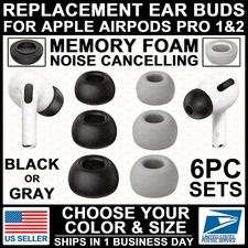 3-PAIRS Memory Foam Replacement Ear Bud Tips for Apple Airpods Pro 1&2 SM/MD/LG