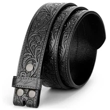 Western Leather Belt Strap for Men Women Cowboy for Wasit 30"-33" 03-black