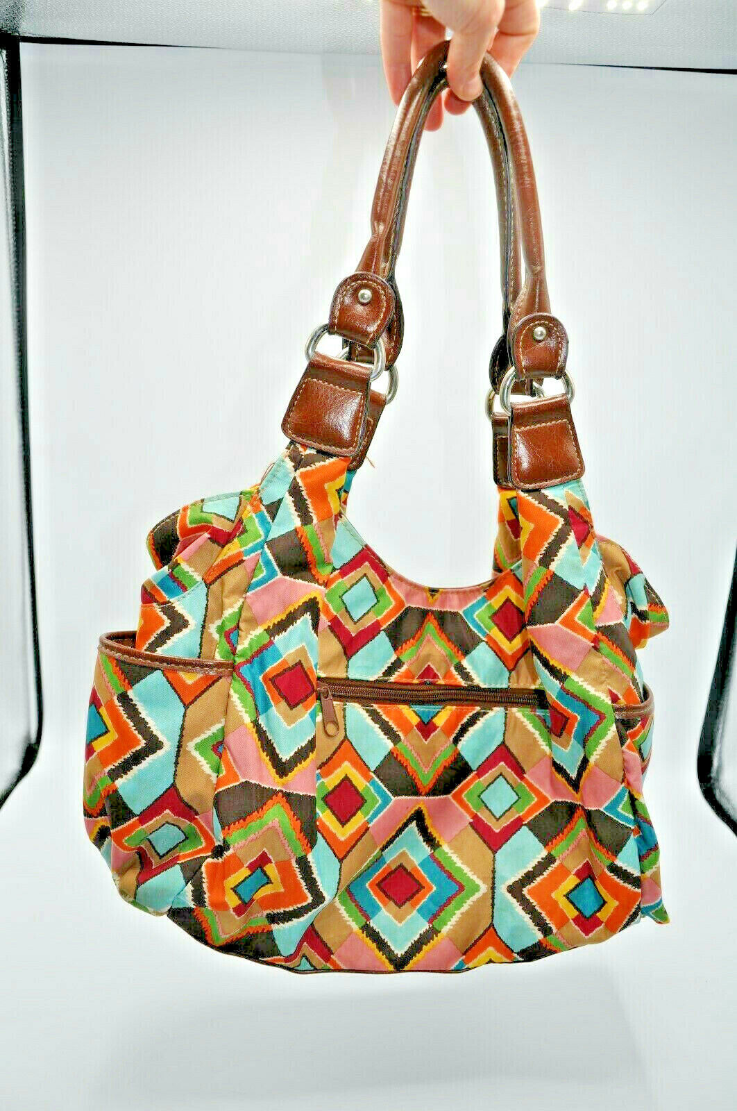 Rosetti Multi Colored Diamond Shape Pattern Purse… - image 2