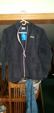 New Girls Black Columbia Fleece Pink Full Zip Jacket Size L