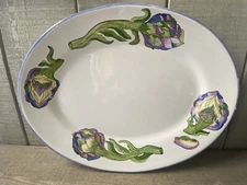 D'Antica Deruta Majilly Serving Platter Hand Painted Artichokes 17" x 12"