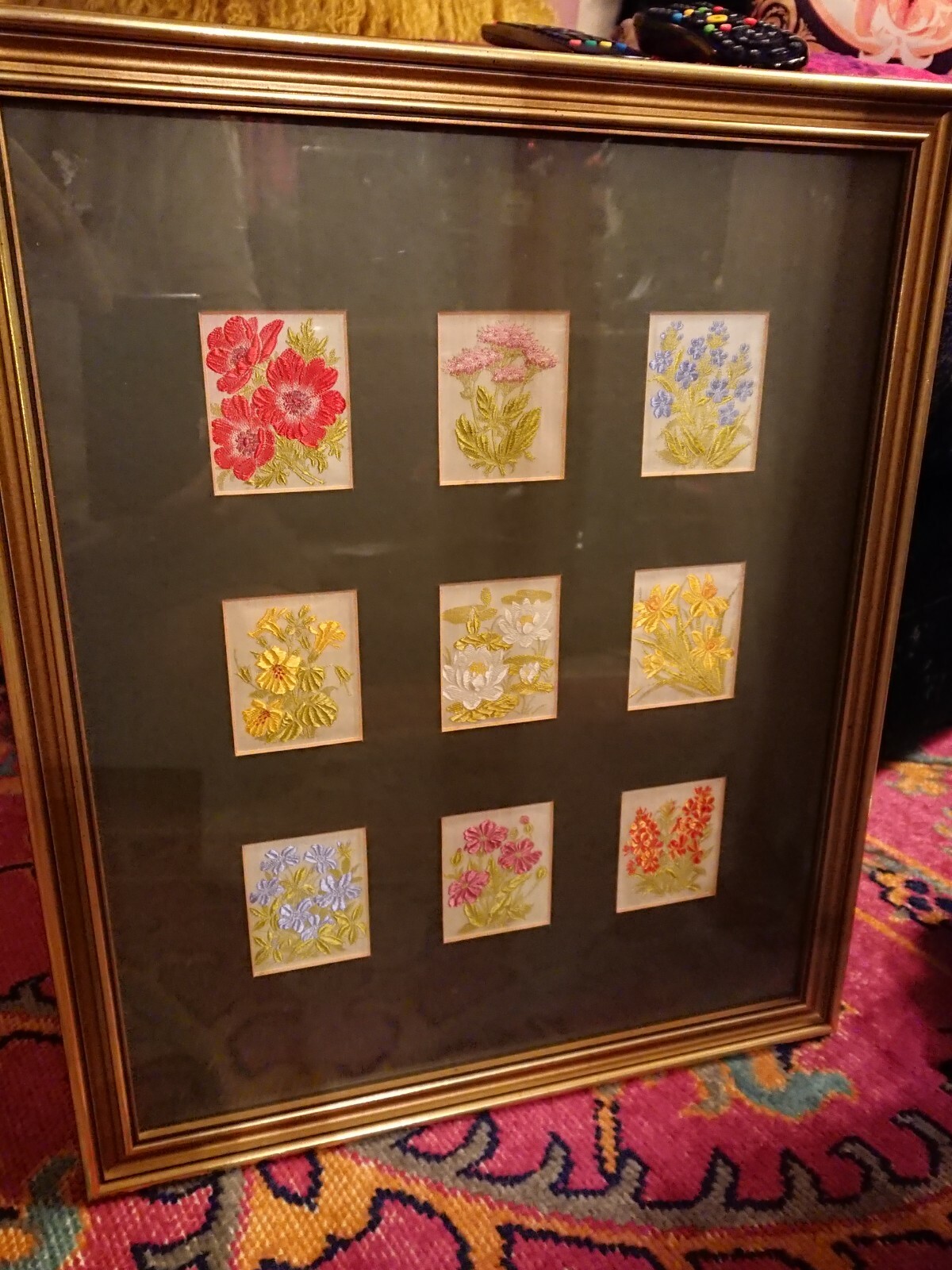 A Beautiful Framed Set of Tobacco 9 Cigarette Cards Kensitas Silk