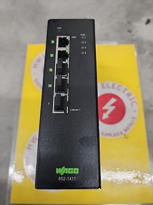  852-1411 WAGO Switch, 5 Ports, Industrial, Unmanaged PoE Gigabit Ether