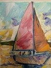 WOW 20 X 16 Sailing Sail Boat Ocean Sunset Nautical JOSE TRUJILLO — photo 3