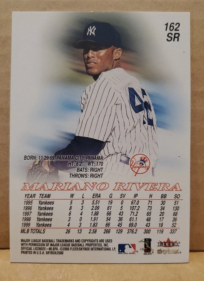 Fleer SkyBox Mariano Rivera 2000 rojo 162SR New York Yankee Legend Salón de la Fama Foto 2 de 2
