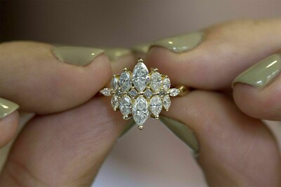 2Ct Marquise Simulated Diamond Women's Engagement Ring 14k Yellow Gold Plated