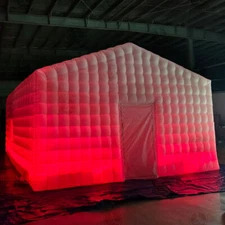 20FT White Inflatable Night Club With LED Strip Cube Tent For Event Party