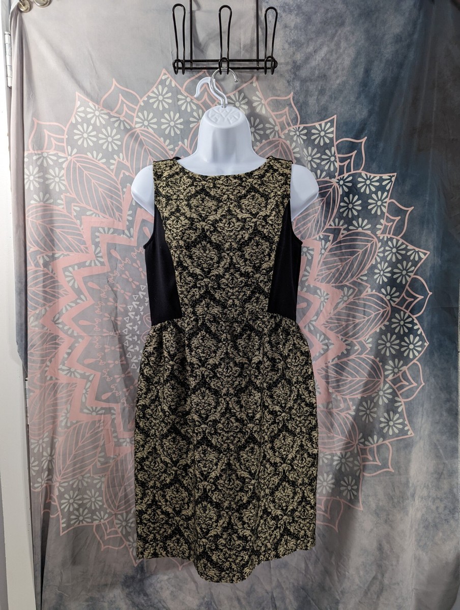 gold dress loft Gathered Lantern Sleeve Dress main image 0