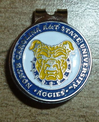 North Carolina A&T Aggies 1" Golf Ball Marker 2 Sided & Hat clip NCAA