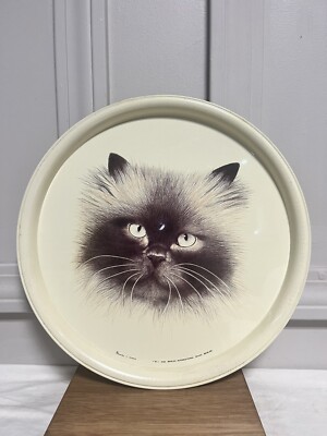 Vintage Massilly France Tin Cat Tray Round 1984 See Photos