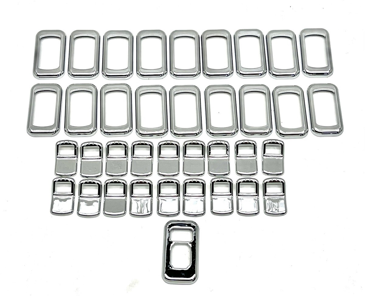 Chrome Plastic Rocker Trim Switch Cover Kit. Peterbilt, Fits Kenworth,