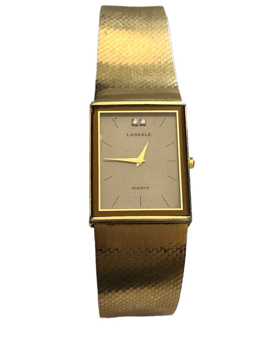 Lassale Seiko Gold Plated Diamond Dial Quartz Watch Japan 1220 