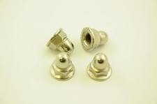 SET 4 VINTAGE BIKE DOME WHEEL NUTS INTEGRAL WASHER 3/8”AXLE CHROME CYCLE NUT