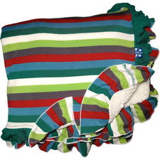 Kickee Pants Plush Stripe Baby Blanket Sherpa Viscose Bamboo 30x40 Double Ruffle