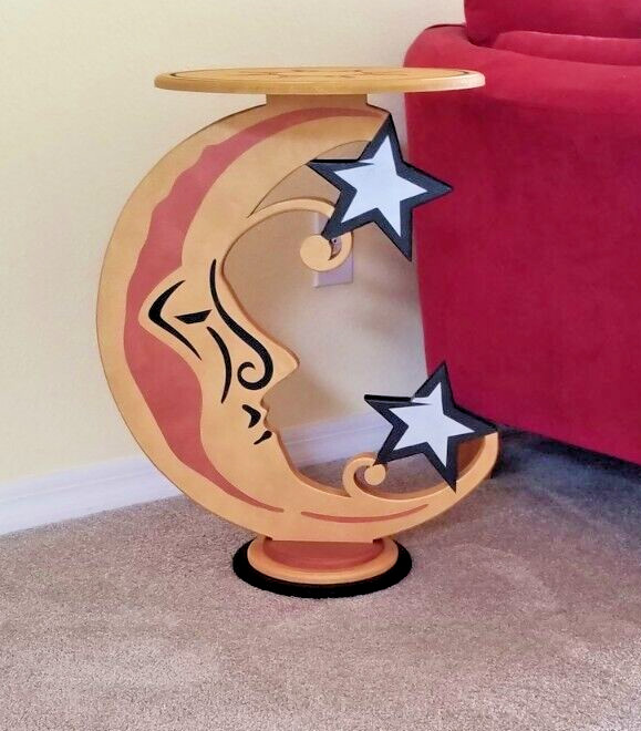 Celestial Moon Sun and Stars table, Moon end table, Moon Sun accent table 25x21