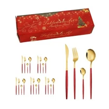 24 Pcs Stainless Steel Flatware Set Service for 6 Kitchen Cutlery Silverware Set