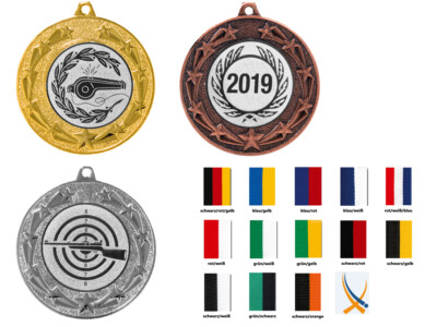 Medaille Ø 50 mm incl. Emblem, Band & Beschriftung (1-5-10-20 Stück)
