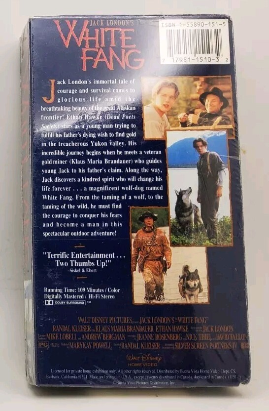 White Fang VHS, Sealed, Walt Disney Home Video | eBay