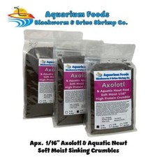Axolotl 1/16" Soft Moist Sinking Crumbles. Aquatic Newts, Shrimp, Tropical Fish