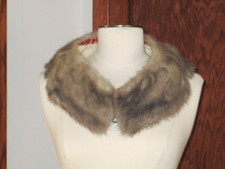 Vintage Natural Mink Fur Collar Notched Handmade Smokey Silver Pale Taupe