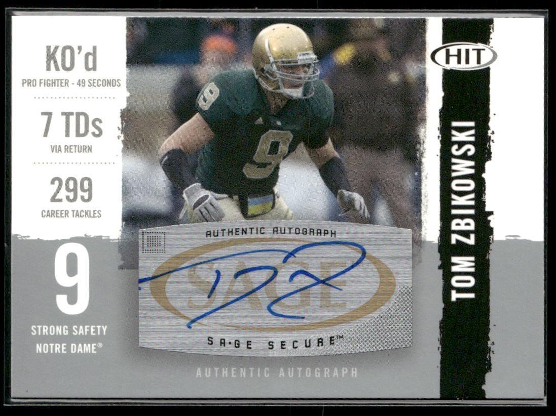 Tom Zbikowski SA-GE Hit Autographs #A91 Silver
