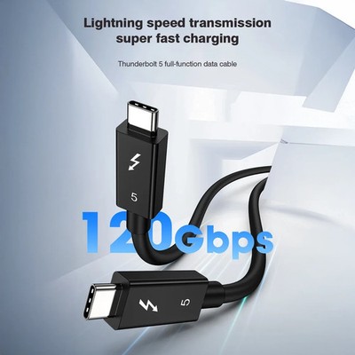 Thunderbolt 5 Cable 80Gbps 240W USB-C Intel Certified USB4 16K for MacBook Pro