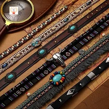 6 Pcs Cowboy Hat Band Replacement Handmade Ethnic Western Hat Belts Adjustable