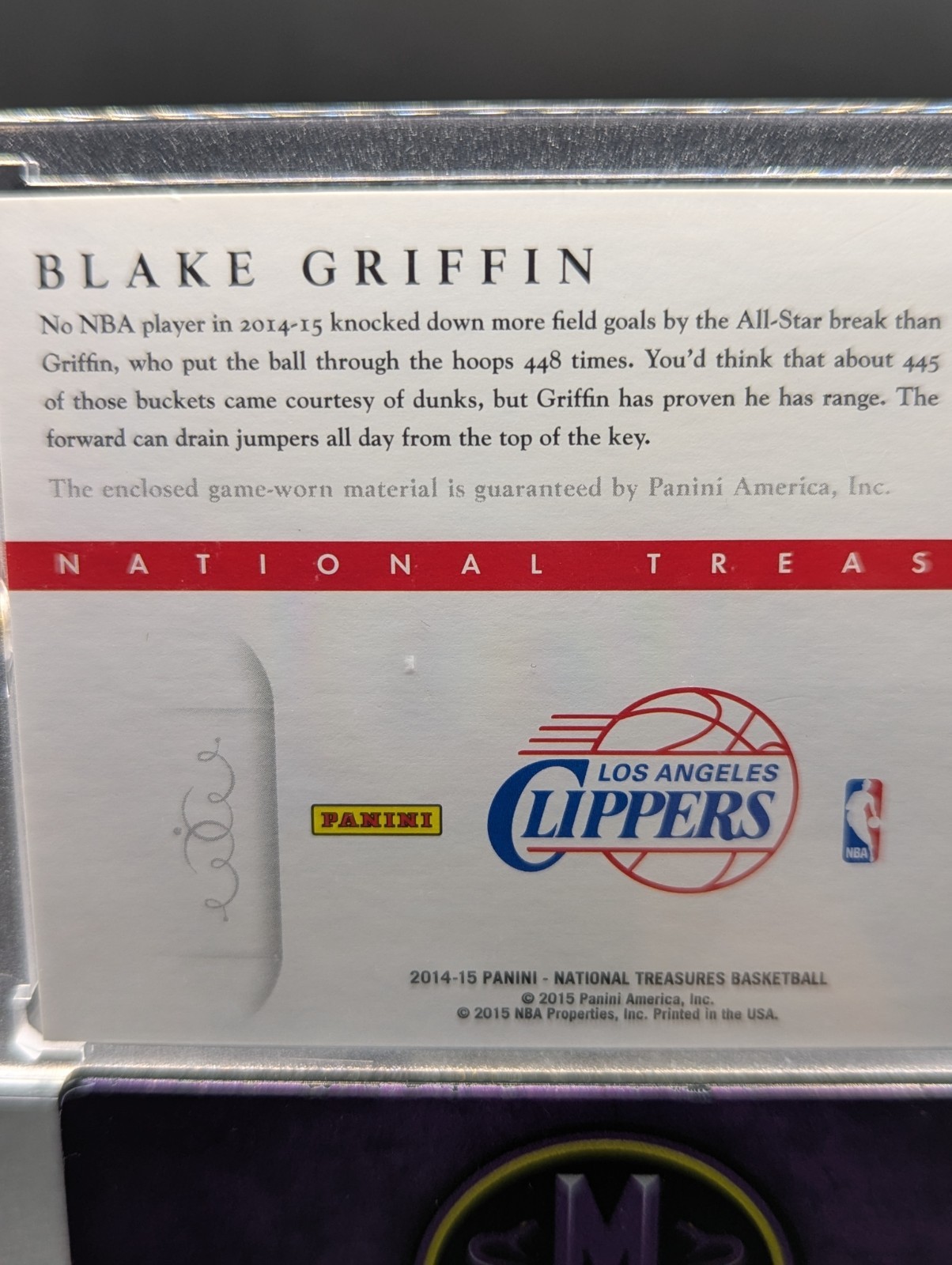 2014-15 Panini National Treasures Blake Griffin LOGOMAN Laundry Tag Patch /3 view 4