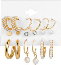 6 Pairs Small Gold Hoop Earrings Set for Women 14K Gold Plated Lightweight Huggi