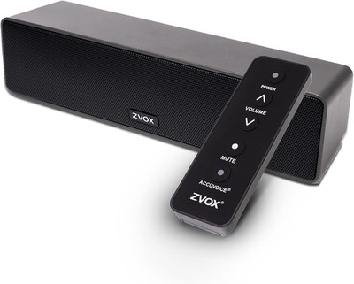 Accuvoice AV100 Compact TV Soundbar Speaker with 6 Levels of Voice Boost, Black