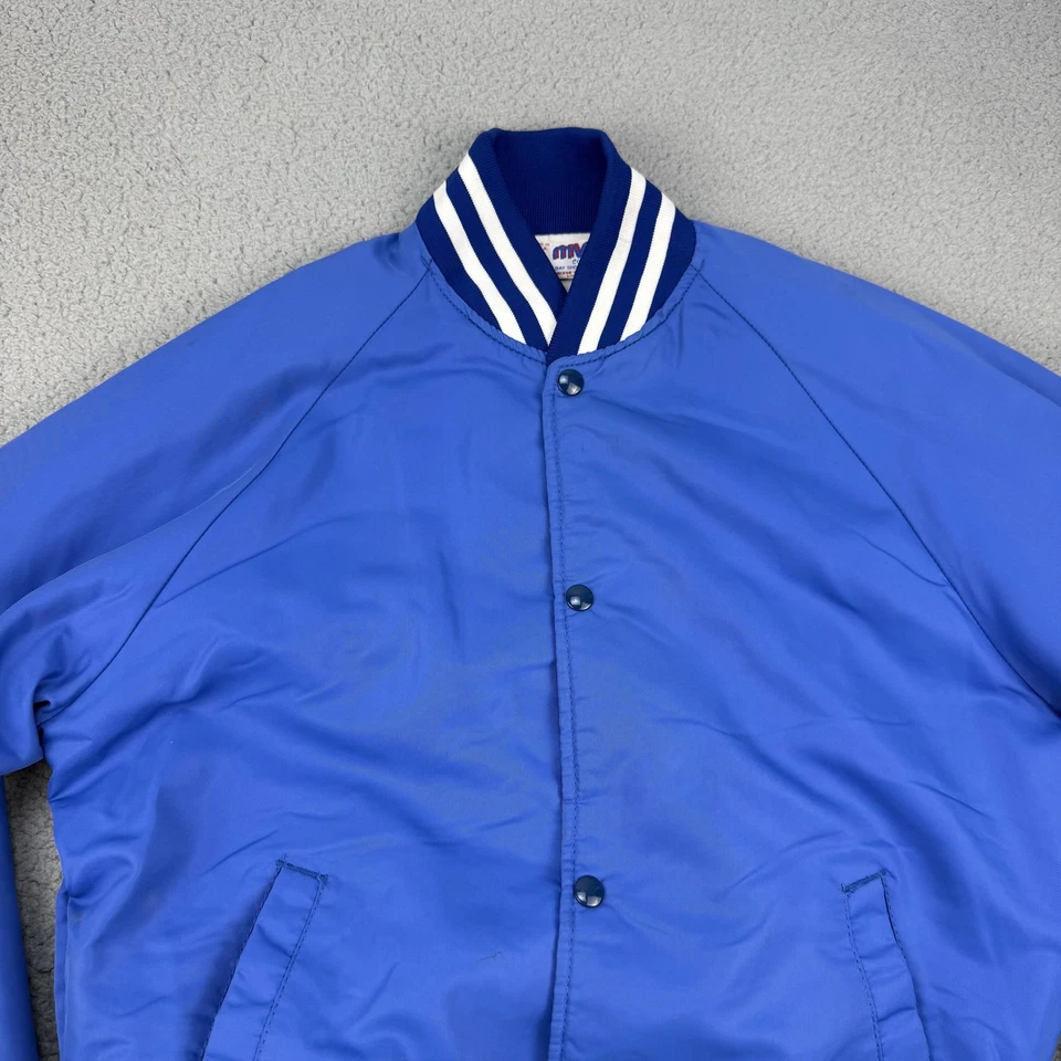 Винтажный UTA куртка мужская средний синий Varsity бомбардировщик Snap спереди сделано в США 80-х - Изображение 4 из 4