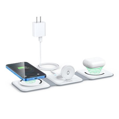 Wireless Charger 3 in 1,Magnetic Travel Wireless Charging Station Multiple De...