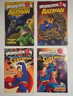 I Can Read! Batman Superman 4 Book Set DC Comics Early Reader Harper 2014