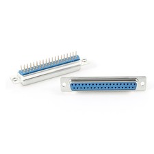 DB-37 Dual Row 180 Degree Mounting Hole D-Sub PCB Female Connector 2 Pcs