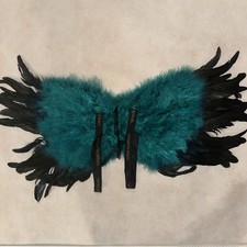 Official Cirque du Soleil Feather Wings  Teal  Black Costume Piece  Rare